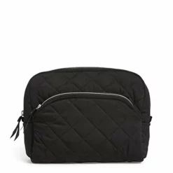 Vera Bradley Women's Performance Twill Large Cosmetic Makeup Bag, Black, One Size