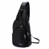 Men Women Sling Backpack Small Nylon Crossbody Shoulder Chest Bag With USB Charging Port Travel Pack Black