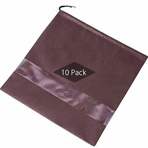 TINTON LIFE Set Of 10 Non-woven 19.7"x19.7" Drawstring Dust Cover Bag With Visual Window For Handbags Purses Shoes(Coffee) 1 TINTON LIFE Set Of 10 Non-woven 19.7"x19.7" Drawstring Dust Cover Bag With Visual Window For Handbags Purses Shoes(Coffee)