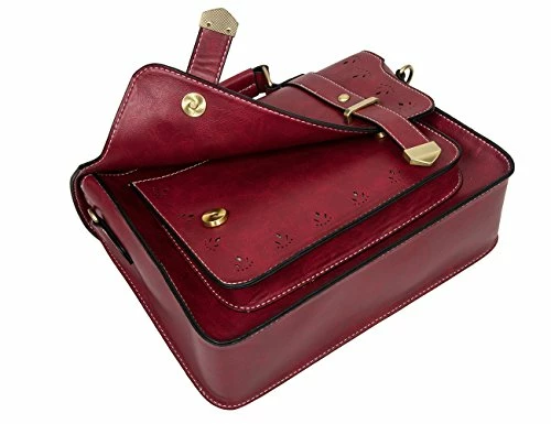 EOSUSI Women's Faux Leather Briefcases Messenger Bag Ladies Handbags, Red 6 EOSUSI Women's Faux Leather Briefcases Messenger Bag Ladies Handbags, Red - Image 6