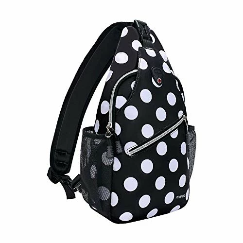 MOSISO Sling Backpack,Travel Hiking Daypack White Dot Rope Crossbody Chest Bag, Black 1 MOSISO Sling Backpack,Travel Hiking Daypack White Dot Rope Crossbody Chest Bag, Black