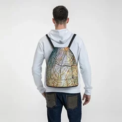 Drawstring Sports Backpack,Double Exposure Of Trees At Woods And Cut Tre,Travel Strap Pack Rucksack Shoulder Bags Gym Sackpack Casual Running Daypack For Men Women Teens 13.7"X17" -Cole Haan Shop 415jw6M5lHL