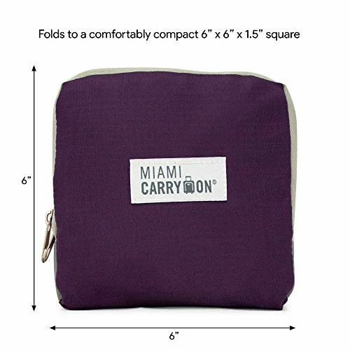 Miami CarryOn Travel Foldable Handbag - Folds To A Compact 6 X 6 X 1-1/2 Inches (Purple-Gray) 5 Miami CarryOn Travel Foldable Handbag - Folds To A Compact 6 X 6 X 1-1/2 Inches (Purple-Gray) - Image 5