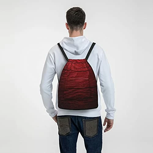 Drawstring Sports Backpack,Maroon,Wooden Planks Timber Board Ancient Tre,Travel Strap Pack Rucksack Shoulder Bags Gym Sackpack Casual Running Daypack For Men Women Teens 13.7"X17" 3 Drawstring Sports Backpack,Maroon,Wooden Planks Timber Board Ancient Tre,Travel Strap Pack Rucksack Shoulder Bags Gym Sackpack Casual Running Daypack For Men Women Teens 13.7"X17" - Image 3