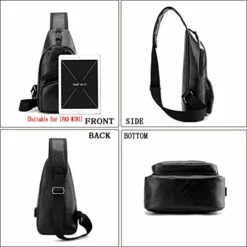 Seoky Rop Men's Leather Sling Bag Chest Crossbody Shoulder Bag With USB Charging Port Black -Cole Haan Shop 41BXVO tnLL