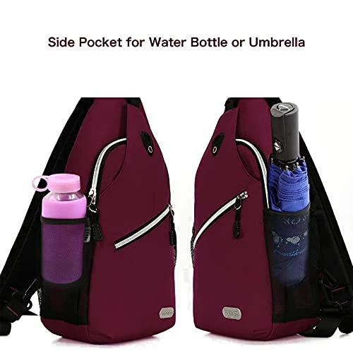 MOSISO Rope Sling Backpack (Up To 13 Inch), Multipurpose Crossbody Chest Shoulder Outdoor Travel Hiking Daypack, Wine Red 2 MOSISO Rope Sling Backpack (Up To 13 Inch), Multipurpose Crossbody Chest Shoulder Outdoor Travel Hiking Daypack, Wine Red - Image 2