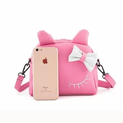 Pinky Family Cute Cat Ear Kids Handbags Candy Color Crossbody Bags Pu Leather Shoulder Bags (Pink) -Cole Haan Shop 41DH2ClmNEL