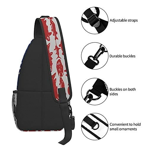 American Flag Fish Sling Bag Crossbody Backpack Shoulder Casual Chest Bags For Travel Gym Sport Hiking 4 American Flag Fish Sling Bag Crossbody Backpack Shoulder Casual Chest Bags For Travel Gym Sport Hiking - Image 4