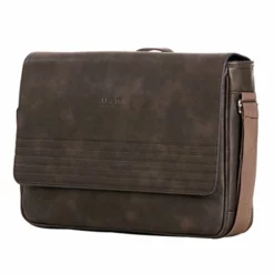 Kenneth Cole Reaction Travelier Satchel Messenger Vegan Leather Laptop Computer Shoulder Bags, Brown, Scored -Cole Haan Shop 41EV c dHwL