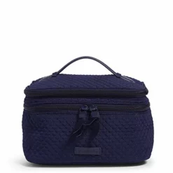 Vera Bradley Women's Microfiber Brush Up Cosmetic Makeup Organizer Case Bag, Classic Navy, One Size