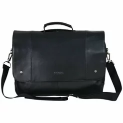Kenneth Cole Reaction Leather Dual Compartment Flapover 16.0" Computer Business Crossbody Portfolio Laptop Briefcase Black One Size