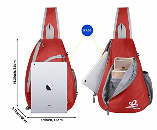 Waterfly Chest Sling Shoulder Backpacks Bags Fashion Cute Crossbody Rope Triangle Rucksack For Hiking Or Multipurpose Daypacks For Man Women Lady Girl Teens (Red) 2 Waterfly Chest Sling Shoulder Backpacks Bags Fashion Cute Crossbody Rope Triangle Rucksack For Hiking Or Multipurpose Daypacks For Man Women Lady Girl Teens (Red) - Image 2