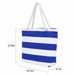 ABage Women's Striped Beach Tote Canvas Travel Handbag Purse Shopper Shoulder Bag, Blue 9 ABage Women's Striped Beach Tote Canvas Travel Handbag Purse Shopper Shoulder Bag, Blue -Cole Haan Shop 41LbwUa 2B3uL