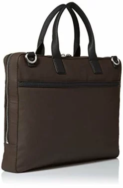 Calvin Klein Men'S Nylon With Saffiano Trim Slim Attache, Dark Chocolate Brown -Cole Haan Shop 41VS jtruUL