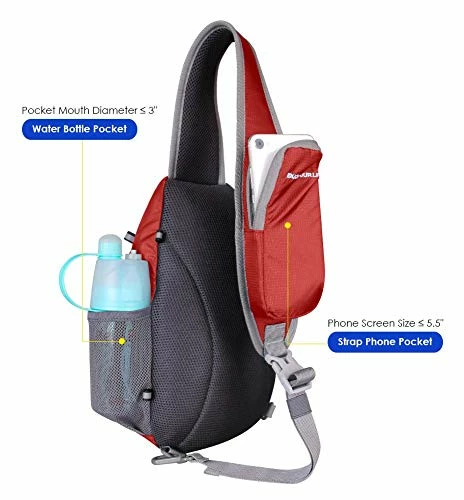 Waterfly Chest Sling Shoulder Backpacks Bags Fashion Cute Crossbody Rope Triangle Rucksack For Hiking Or Multipurpose Daypacks For Man Women Lady Girl Teens (Red) 4 Waterfly Chest Sling Shoulder Backpacks Bags Fashion Cute Crossbody Rope Triangle Rucksack For Hiking Or Multipurpose Daypacks For Man Women Lady Girl Teens (Red) - Image 4