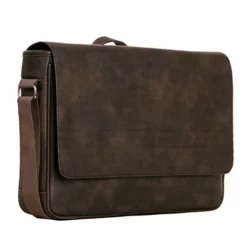 Kenneth Cole Reaction Travelier Satchel Messenger Vegan Leather Laptop Computer Shoulder Bags, Brown, Scored -Cole Haan Shop 41Yq5 7UNnL