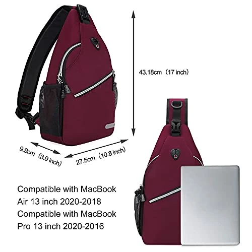 MOSISO Rope Sling Backpack (Up To 13 Inch), Multipurpose Crossbody Chest Shoulder Outdoor Travel Hiking Daypack, Wine Red 5 MOSISO Rope Sling Backpack (Up To 13 Inch), Multipurpose Crossbody Chest Shoulder Outdoor Travel Hiking Daypack, Wine Red - Image 5