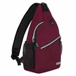 MOSISO Rope Sling Backpack (Up To 13 Inch), Multipurpose Crossbody Chest Shoulder Outdoor Travel Hiking Daypack, Wine Red