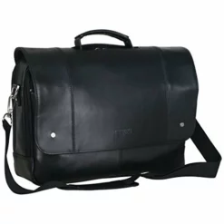 Kenneth Cole Reaction Leather Dual Compartment Flapover 16.0" Computer Business Crossbody Portfolio Laptop Briefcase Black One Size -Cole Haan Shop 41bYsyvVrbL