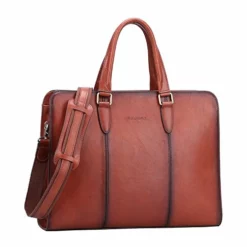 Banuce Vintage Full Grains Italian Leather Briefcase For Women Tote Handbag Attache Case 14 Inch