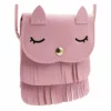 ZGMYC Cat Tassel Shoulder Bag Small Coin Purse Crossbody Satchel For Kids Girls, Pink (5.1'' X 5.9'')