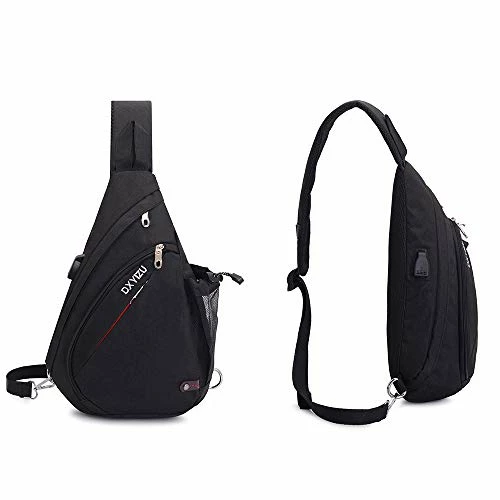 SINOKAL Sling Bag Chest Shoulder Backpack Casual Crossbody Shoulder Triangle Packs Daypacks For Men Women Canvas Digital Camera Bags With Charging Port For Sport Outdoor Gym Travel Hiking (Black) 9 SINOKAL Sling Bag Chest Shoulder Backpack Casual Crossbody Shoulder Triangle Packs Daypacks For Men Women Canvas Digital Camera Bags With Charging Port For Sport Outdoor Gym Travel Hiking (Black) - Image 9