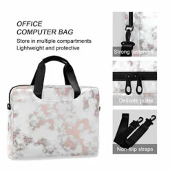 ALAZA Rose Gold Marble Look Laptop Case Bag Sleeve Portable Crossbody Messenger Briefcase W/Strap Handle, 13 14 15.6 Inch -Cole Haan Shop 41hilwP2d3L