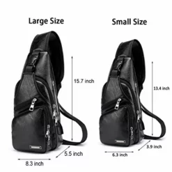 Seoky Rop Men's Leather Sling Bag Chest Crossbody Shoulder Bag With USB Charging Port Black -Cole Haan Shop 41iUVO2tb8L