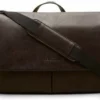 Kenneth Cole Reaction Travelier Satchel Messenger Vegan Leather Laptop Computer Shoulder Bags, Brown, 15.6"