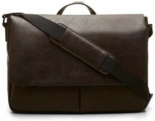 Kenneth Cole Reaction Travelier Satchel Messenger Vegan Leather Laptop Computer Shoulder Bags, Brown, 15.6" 1 Kenneth Cole Reaction Travelier Satchel Messenger Vegan Leather Laptop Computer Shoulder Bags, Brown, 15.6"