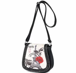 Bibitime Hollow Leaves Paris Tower Flower Print Beach Shoulder Crossbody Messenger Bag Cross Body
