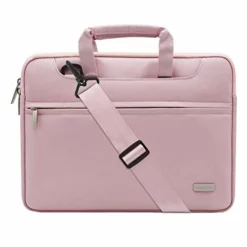 MOSISO Laptop Shoulder Bag Compatible 2018 MacBook Air 13 A1932 Retina Display/MacBook Pro 13 A1989 A1706 A1708 USB-C 2018 2017 2016/Surface Pro 6/5/4/3, Briefcase Handbag With Trolley Belt, Pink