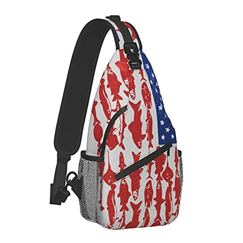 American Flag Fish Sling Bag Crossbody Backpack Shoulder Casual Chest Bags For Travel Gym Sport Hiking 7 American Flag Fish Sling Bag Crossbody Backpack Shoulder Casual Chest Bags For Travel Gym Sport Hiking - Image 7