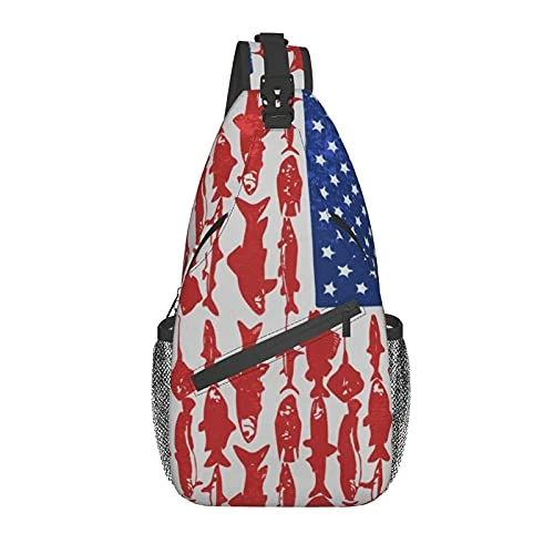 American Flag Fish Sling Bag Crossbody Backpack Shoulder Casual Chest Bags For Travel Gym Sport Hiking 1 American Flag Fish Sling Bag Crossbody Backpack Shoulder Casual Chest Bags For Travel Gym Sport Hiking