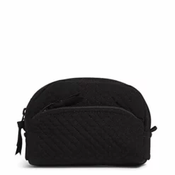Vera Bradley Women's Microfiber Mini Cosmetic Makeup Organizer Bag, Black, One Size