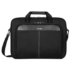Targus Classic Slim Briefcase With Crossbody Shoulder Bag Design For The Business Professional Travel Commuter And Laptop Protection Fits Up To 15-16" Laptops, Black (TCT027US)