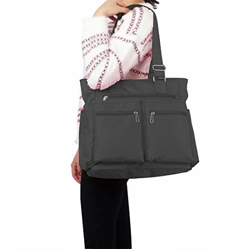 Canvas Tote Bag Waterproof Nylon Multi Pocket Shoulder Bags Laptop Work Bag Teacher Purse And Handbags For Women & Men (Grey) 7 Canvas Tote Bag Waterproof Nylon Multi Pocket Shoulder Bags Laptop Work Bag Teacher Purse And Handbags For Women & Men (Grey) - Image 7