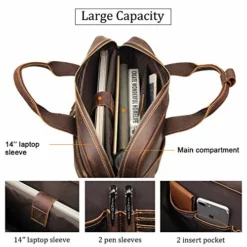 Augus Leather Messenger Bag For Men Vintage Travel Backpack 15.6 Inch Laptop Briefcase Shoulder Bags With YKK Metal Zipper -Cole Haan Shop 510LPATpmWL