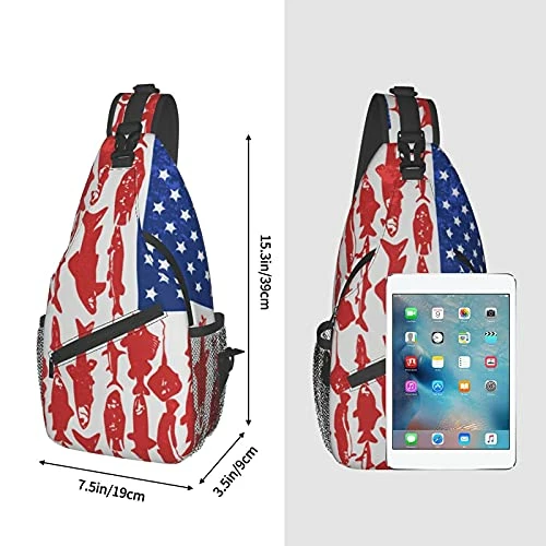 American Flag Fish Sling Bag Crossbody Backpack Shoulder Casual Chest Bags For Travel Gym Sport Hiking 6 American Flag Fish Sling Bag Crossbody Backpack Shoulder Casual Chest Bags For Travel Gym Sport Hiking - Image 6