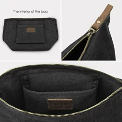 SMRITI Canvas Large Makeup Bag Pouch Purse Handbag Organizer With Zipper (7 Dark Grey(Small+Large)) -Cole Haan Shop 511Vy2aGJkL