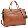 BOSTANTEN Leather Briefcase Vintage Business Message Bags 15.6 Inch Laptop Shoulder Handbag For