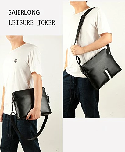 Saierlong New Mens Black Genuine Leather Briefcase Messenger Bags Business Handbags 3 Saierlong New Mens Black Genuine Leather Briefcase Messenger Bags Business Handbags - Image 3