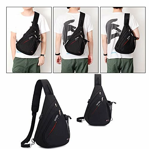 SINOKAL Sling Bag Chest Shoulder Backpack Casual Crossbody Shoulder Triangle Packs Daypacks For Men Women Canvas Digital Camera Bags With Charging Port For Sport Outdoor Gym Travel Hiking (Black) 10 SINOKAL Sling Bag Chest Shoulder Backpack Casual Crossbody Shoulder Triangle Packs Daypacks For Men Women Canvas Digital Camera Bags With Charging Port For Sport Outdoor Gym Travel Hiking (Black) - Image 10