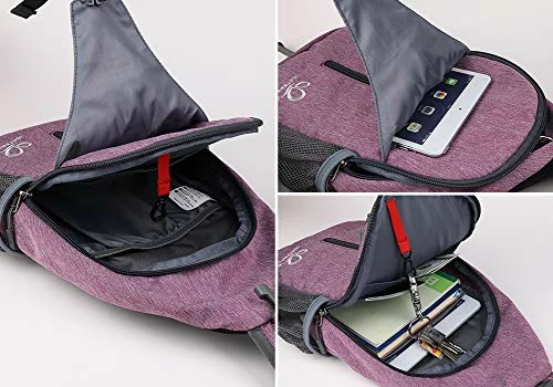 Waterfly Crossbody Sling Backpack Sling Bag Travel Hiking Chest Bag Daypack (Purple) 4 Waterfly Crossbody Sling Backpack Sling Bag Travel Hiking Chest Bag Daypack (Purple) - Image 4