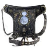 Gothic Waist Bag Fanny Pack Leather Steampunk Bag Side Bag Travel Purse Side Wallet Punk Rock Chain Leg Bag Crossbody Shoulder Messenger Bags Handbag Hip Holster Pouch For Women Girls (Black)