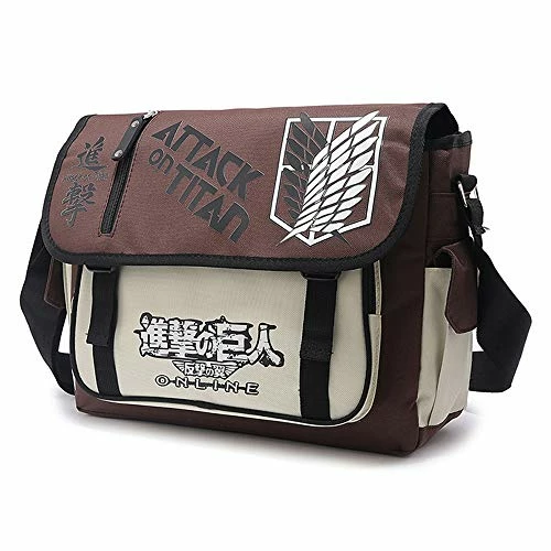 ASLNSONG Japanese Anime Shoulder Bag School Bag Messenger Bag Crossbody Pack (Attack On Titan) 1 ASLNSONG Japanese Anime Shoulder Bag School Bag Messenger Bag Crossbody Pack (Attack On Titan)