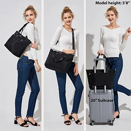 Lily & Drew Nylon Crossbody Bag For Women With Shoulder Strap, Luggage Strap, Laptop Sleeve (Black) 7 Lily & Drew Nylon Crossbody Bag For Women With Shoulder Strap, Luggage Strap, Laptop Sleeve (Black) - Image 7