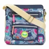 Lily Bloom Bella Night Owl Crossbody Handbag One Size Blue Multi ~ 10 X 9 IN