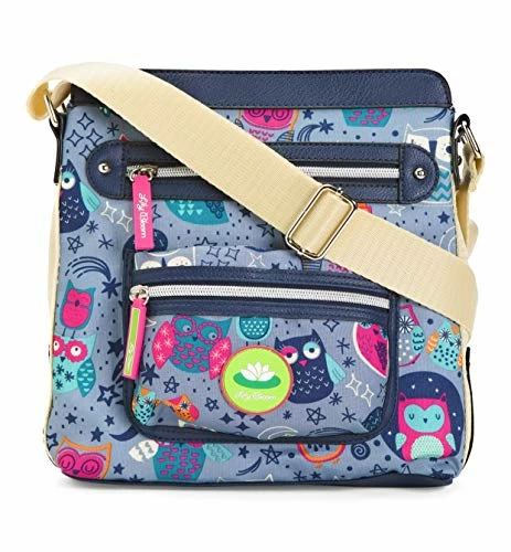 Lily Bloom Bella Night Owl Crossbody Handbag One Size Blue Multi ~ 10 X 9 IN 1 Lily Bloom Bella Night Owl Crossbody Handbag One Size Blue Multi ~ 10 X 9 IN