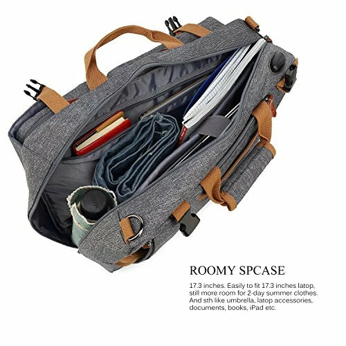CoolBELL Convertible Briefcase Backpack Messenger Bag Shoulder Bag Laptop Case Business Briefcase Travel Rucksack Multi-Functional Handbag Fits 17.3 Inch Laptop For Men/Women (Grey) 3 CoolBELL Convertible Briefcase Backpack Messenger Bag Shoulder Bag Laptop Case Business Briefcase Travel Rucksack Multi-Functional Handbag Fits 17.3 Inch Laptop For Men/Women (Grey) - Image 3